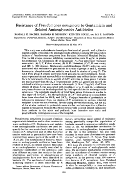 Resistance of Pseudomonas aeruginosa to Gentamicin and Related