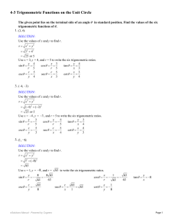 4-3 Trigonometric Functions on the Unit Circle