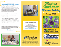 2015 Master Gardener Volunteer Training Brochure