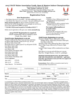 Registration Form 2015 USATF Maine Association Youth, Open