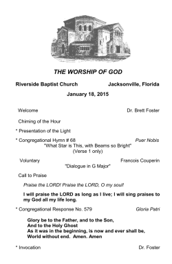 Order of Worship - Riverside Baptist Church of Jacksonville, FL