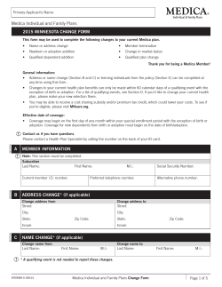 2015 MINNESOTA CHANGE FORM Medica Individual and Family