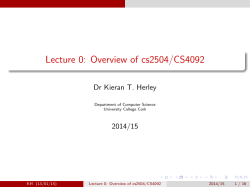 Lecture 0: Overview of cs2504/CS4092
