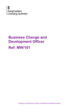 Business Change and Development Officer Ref: MW/101