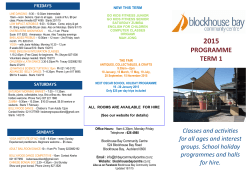 Class Schedule - Blockhouse Bay Community Centre