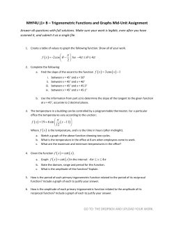MHF4U j1+ B – Trigonometric Functions and Graphs