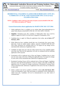 Guidelines for BARTI-UPSC-RC-CET-2016