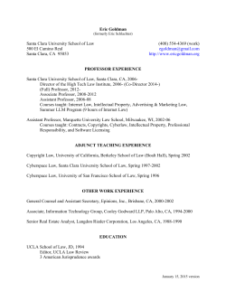 Eric Goldman Santa Clara University School of Law (408) 554-4369