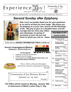 Weekly Newsletter - Community of Joy, ELCA