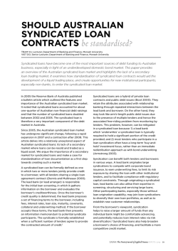 SHOULD AUSTRALIAN SYNDICATED LOAN CONTRACTS be