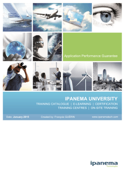 Training Catalogue - Ipanema Technologies