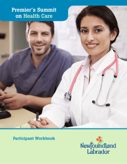Participant Workbook - Premier's Summit on Health Care