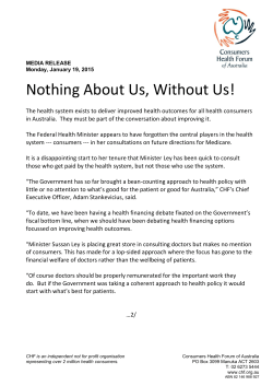 Nothing About Us, Without Us! - Consumer Health Forum of Australia
