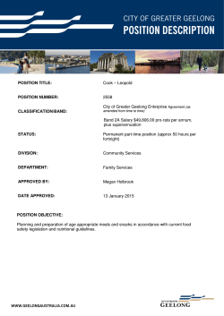 POSITION TITLE - City of Greater Geelong