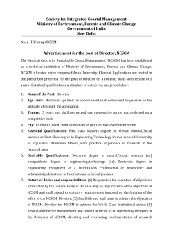Advertisement for the post of Director, NCSCM