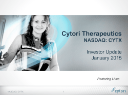 Investor Presentation - Cytori Therapeutics, Inc.