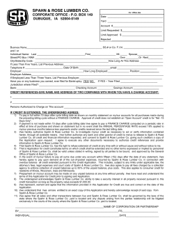 APPLICATION FOR CREDIT - Spahn and Rose Lumber Co.