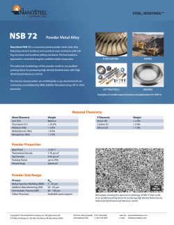 NSB 72 Tech Datasheet  - The NanoSteel Company