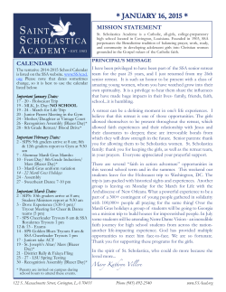 January 16 Newsletter - St. Scholastica Academy