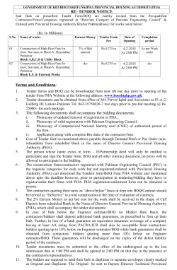 RE- TENDER NOTICE 3. The following documents - Housing-KPK
