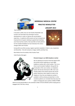 Newsletter Jan 2015 - Merridale Medical Centre