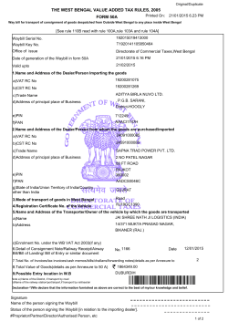 THE WEST BENGAL VALUE ADDED TAX RULES, 2005 FORM 50A