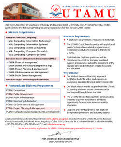 Post graduate programs at UTAMU Jan 2015