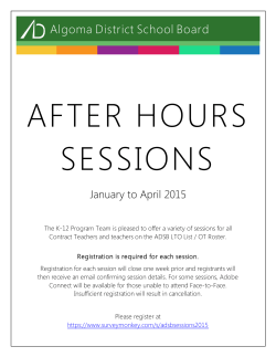 After Hours Sessions - Algoma District School Board