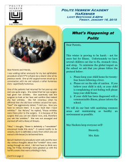 Newsletter  - Politz Hebrew Academy