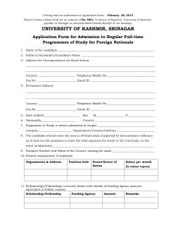 Application Form for Admission to Regular Full