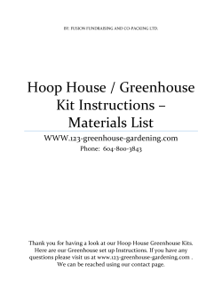Hoop House / Greenhouse Kit Instructions – Materials List