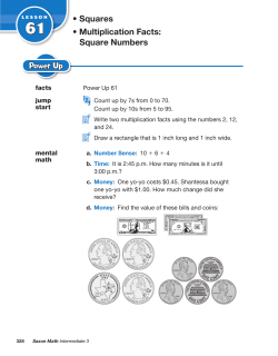 &bull; Squares &bull; Multiplication Facts: Square Numbers