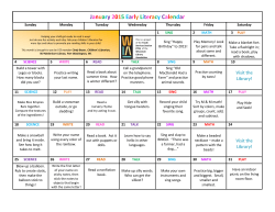 January 2015 Early Literacy Calendar