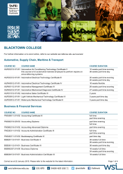 Blacktown College Course List