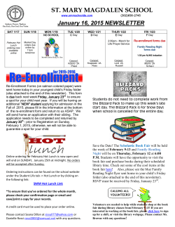 Current Newsletter - St. Mary Magdalen School