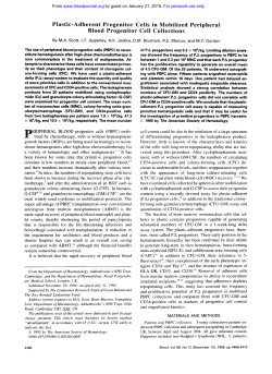 Plastic-Adherent Progenitor Cells in Mobilized