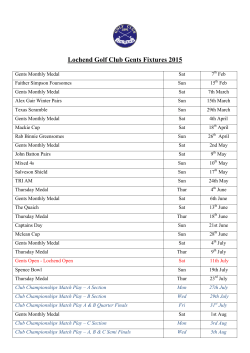 Lochend Golf Club Gents Fixtures 2015