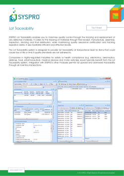 SYSPRO Lot Traceability