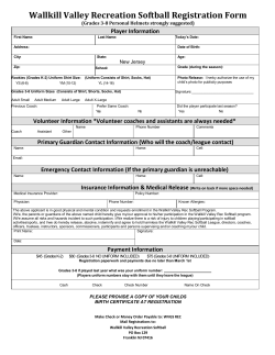 Wallkill Valley Recreation Softball Registration
