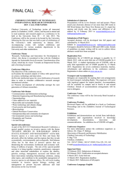 FINAL CALL - Chinhoyi University of Technology