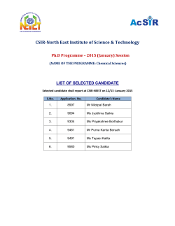CSIR NEIST PhD Final Result January 2015 Session