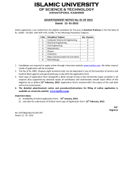 Detailed Advertisement Notice No. 1 of 2015 for Various Teaching