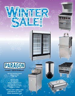 “Winter Sale” prices valid until March 31, 2015 While Quantities Last