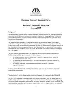 Bachelor's Degree/J.D. Programs