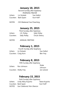 Ushers & Counters Schedule