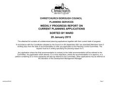 Weekly Progress Report - West Christchurch Residents Association
