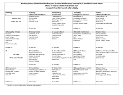 Dresden Middle School January 2015 Breakfast & Lunch Menu