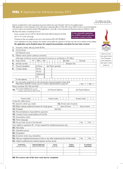 the MBL application for admission