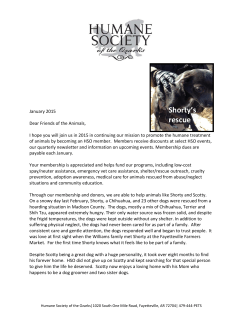 2015 Membership Drive Letter - Humane Society of the Ozarks