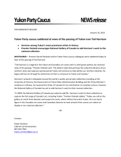 Yukon Party caucus saddened at news of the passing of Yukon icon